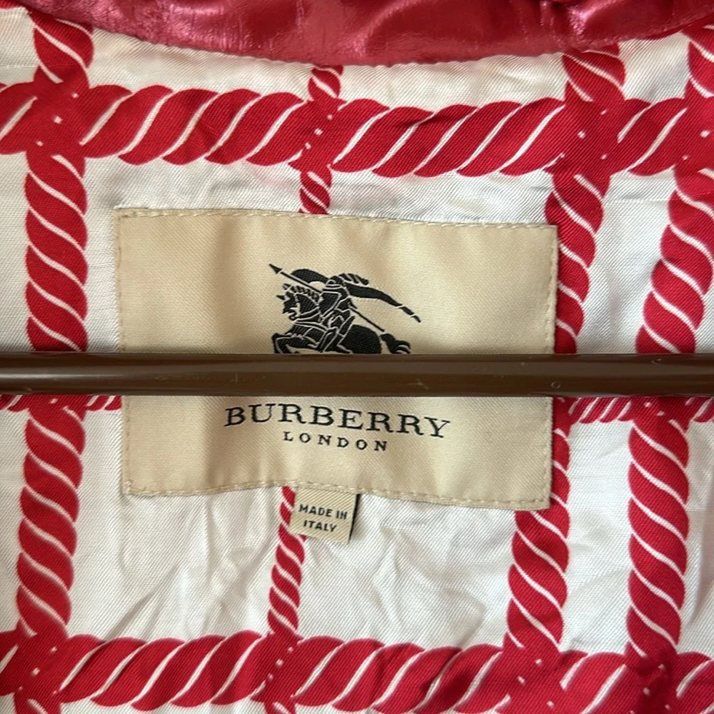 Burberry Red Removable Hood Trench Coat - Picture 4 of 6